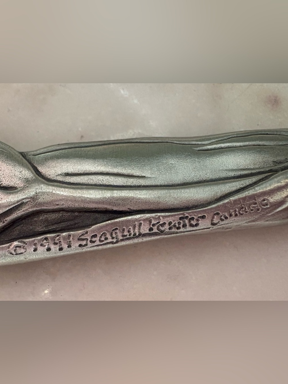 Seagull Pewter Calla Lily Marble Trivet & Butter Spreader Gift Set NIB - Picture 6 of 10